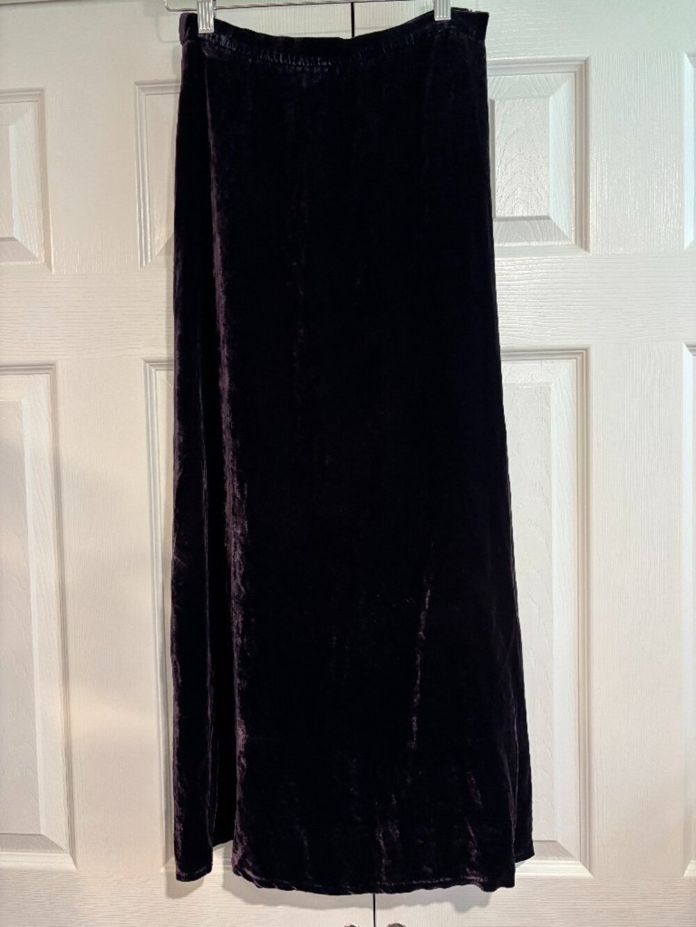 Eileen Fisher Velvet Midi Skirt Eggplant Purple Silk Blend Size Small